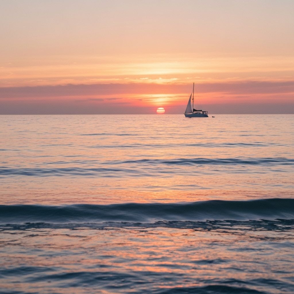 静寂な海辺の夕暮れ